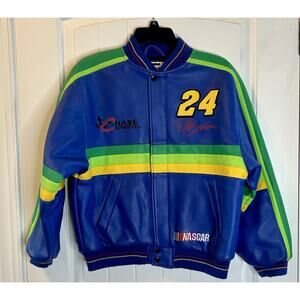 Vintage‎ Jeff Gordon Chase Authentics Faux Leather Jacket Youth Medium NASCAR